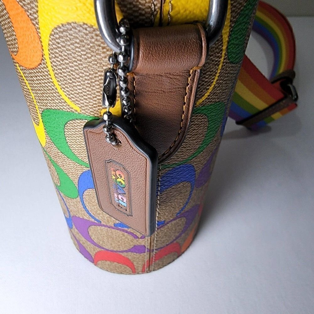 NWT Coach C9855 Water Bottle Crossbody In Rainbow Signature Canvas Pride - Picture 6 of 7